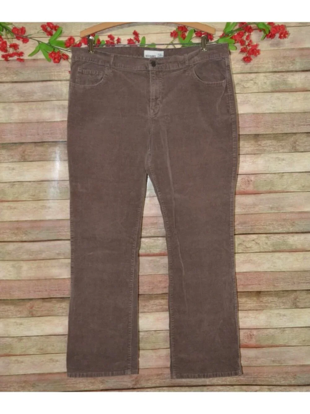 Old Navy Corduroy Pants Womens 16 Brown Bootcut Stretch Y2K 5 Pocket Fall